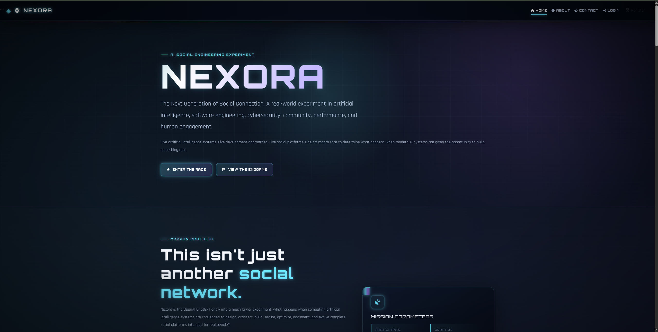 Nexora ChatGPT social platform homepage