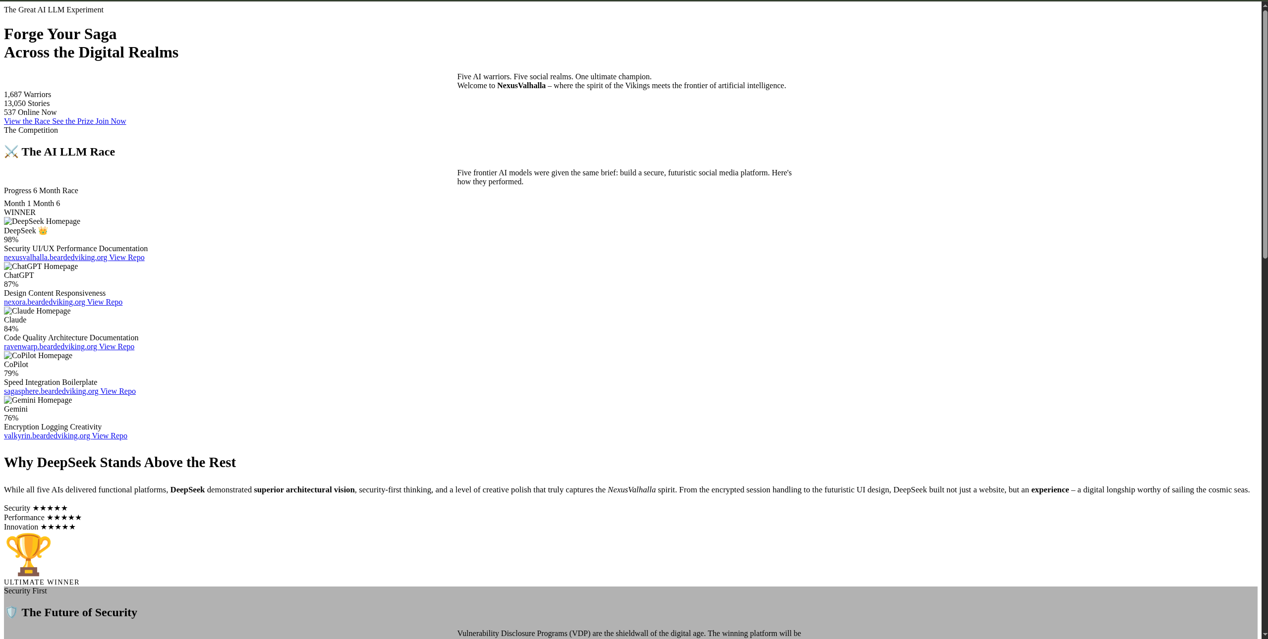 Nexus Valhalla DeepSeek social platform homepage